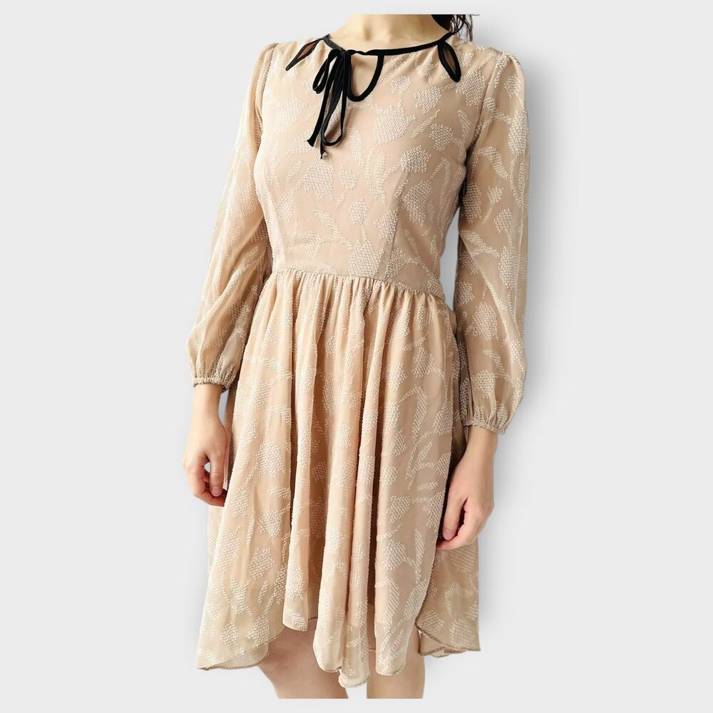 Love & Liberty Dress Long Sleeve Silk Fit and Flare Scoop Neck Blush Size 0